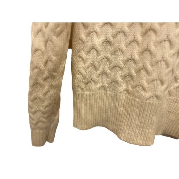 Womens Small J.Crew Cable Knit Sweater Cream Crewneck - Picture 6 of 7